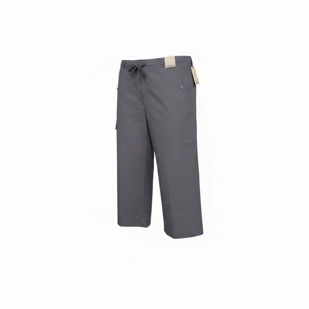 Avenue Grey Wide Leg Cargo Capri Pants with Drawstring Waist